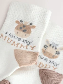 Brun/Crème - Lot de 2 chaussettes pour bébé (0mois-2ans)