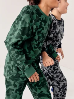 Camouflage gris/bleu/vert - Lot de 3 pyjamas à manches longues (3-16ans)