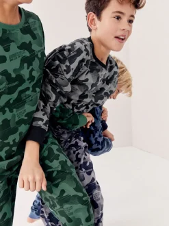 Camouflage gris/bleu/vert - Lot de 3 pyjamas à manches longues (3-16ans)