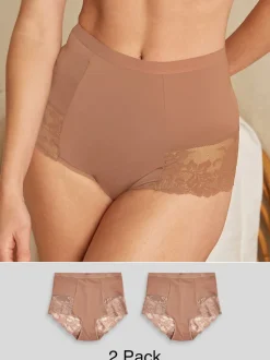 Caramel Nude - Imprimé Gainant Culotte brésilienne dos lacé 2 Lot