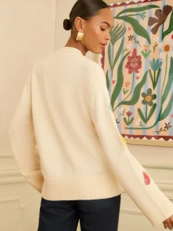 Cardigan Love & Roses brodé en maille