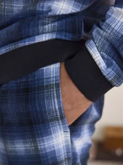 Carreaux bleu marine - Ensemble pyjama Motionflex confortable à manches longues et poignets