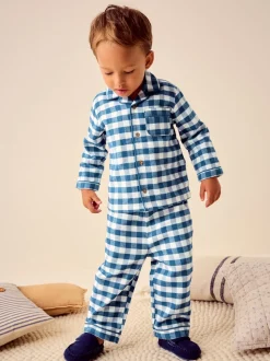 Carreaux bleu/blanc - Pyjama boutonné (9 mois-10 ans)