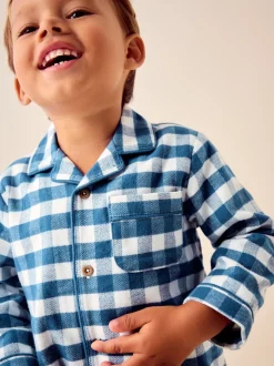 Carreaux bleu/blanc - Pyjama boutonné (9 mois-10 ans)