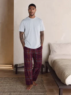 Carreaux gris/rouge bordeaux - Pyjama confortable à manches courtes Motionflex