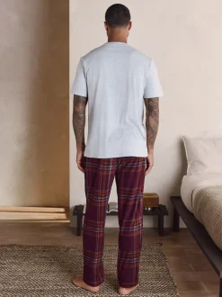 Carreaux gris/rouge bordeaux - Pyjama confortable à manches courtes Motionflex