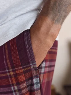 Carreaux gris/rouge bordeaux - Pyjama confortable à manches courtes Motionflex