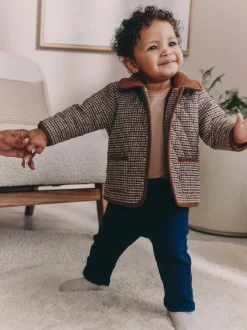 Carreaux Marron Heritage - Veste matelassée à col en velours côtelé pour bébé (0mois2ans)