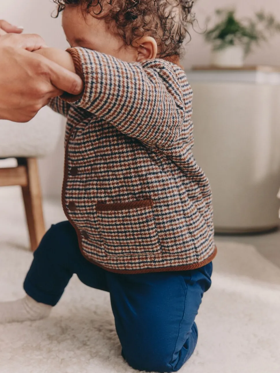 Carreaux Marron Heritage - Veste matelassée à col en velours côtelé pour bébé (0mois2ans)