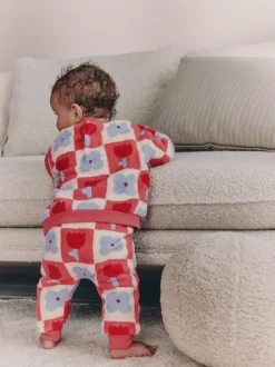 Carreaux rouge/violet - Ensemble de Hauts et Leggings en polaire Bébé 2 pièces (0mois-2ans)