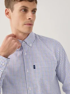Carreaux Tattersall écru - Chemise Oxford ajustée Easy Iron Button Down