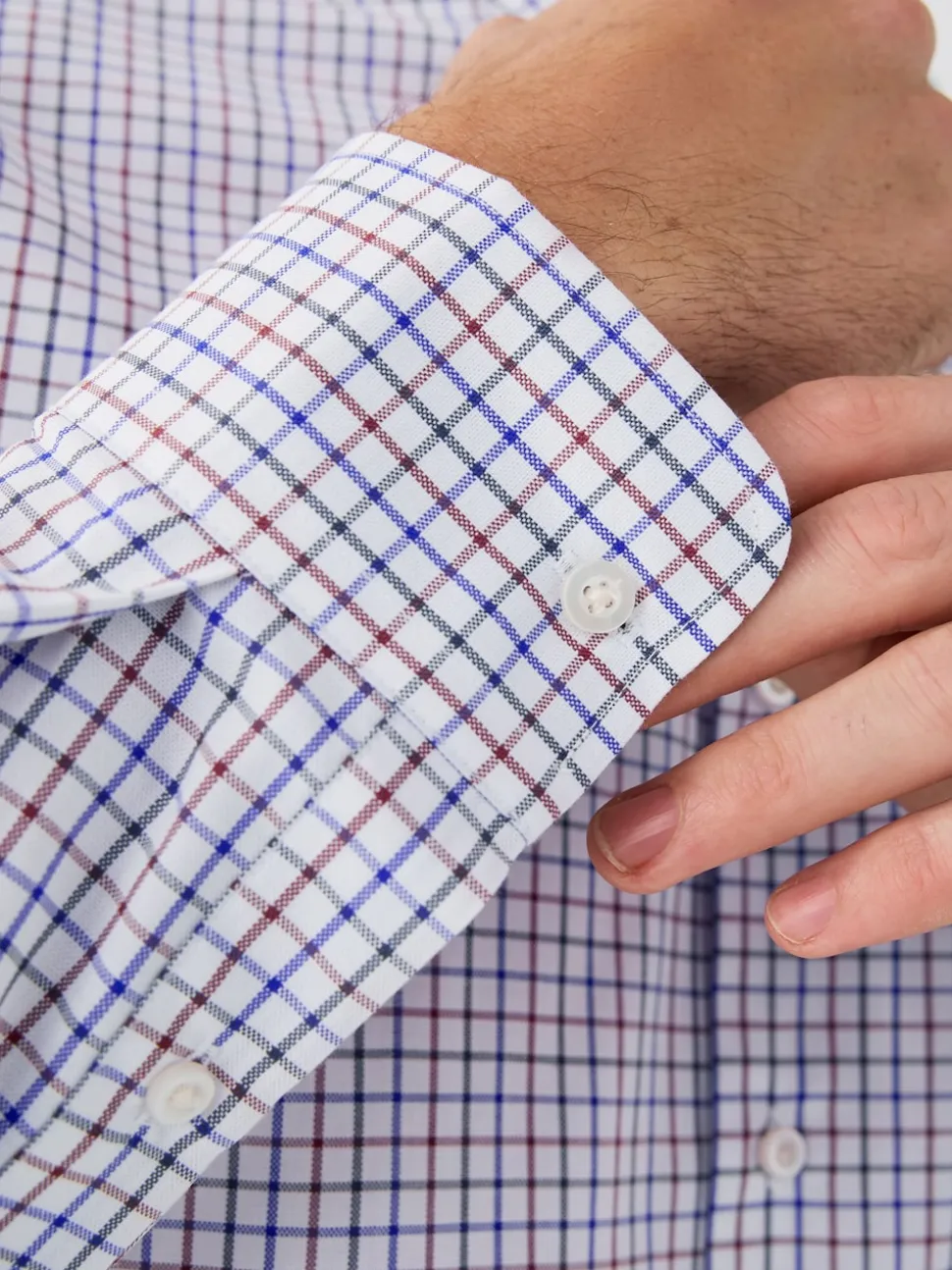 Carreaux Tattersall écru - Chemise Oxford ajustée Easy Iron Button Down