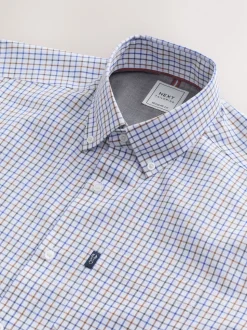 Carreaux Tattersall écru - Chemise Oxford ajustée Easy Iron Button Down