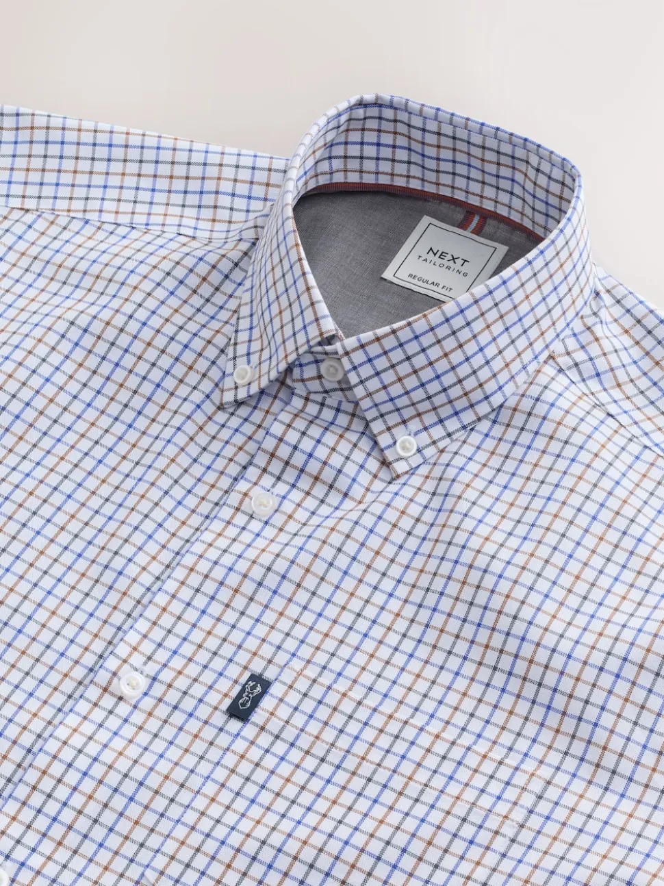 Carreaux Tattersall écru - Chemise Oxford ajustée Easy Iron Button Down