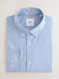 Carreaux Vichy bleu clair - Chemise habillée à manches longues riche en coton