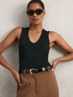 Ceinture en cuir à boucle carrée Reiss Belinda