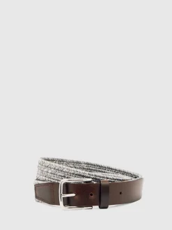Ceinture Reiss Welling en toile avec bordure en cuir