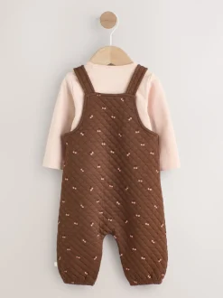 Cerise marron - Ensemble 2 pièces avec salopette matelassée et body bébé (0mois-3ans)