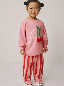 Cerise rembourrée rose - Ensemble haut à manches longues et pantalon barillet (3mois-7ans)