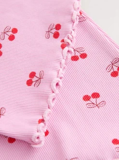 Cerise rose/rouge - Leggings évasés à côtes (3-16ans)