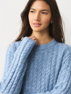 Chambray bleu - Robe mini pull en maille torsadée