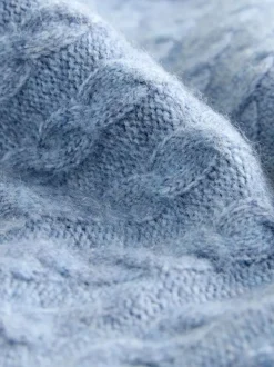 Chambray bleu - Robe mini pull en maille torsadée