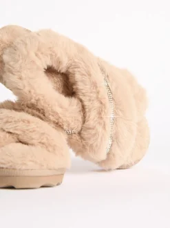 chameau - Chaussons Lipsy à lanières croisées en fausse fourrure