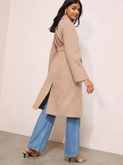 chameau - Manteau mi-long texturé Friends Like These ceinturé bouclé