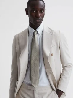 champagne - Cravate à pois en soie Reiss Liam