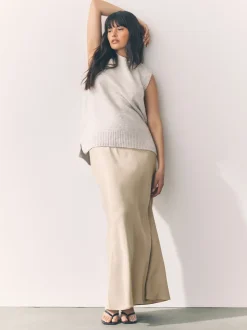 Champagne doré - Jupe Midi Satin