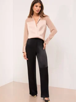 Champagne doré - Lipsy chemise en satin à manches longues en mousseline