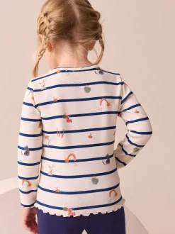 Character à rayures écru/bleu marine - T-shirt à manches longues en côtes (3mths-7yrs)