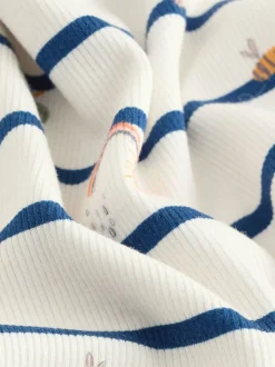 Character à rayures écru/bleu marine - T-shirt à manches longues en côtes (3mths-7yrs)