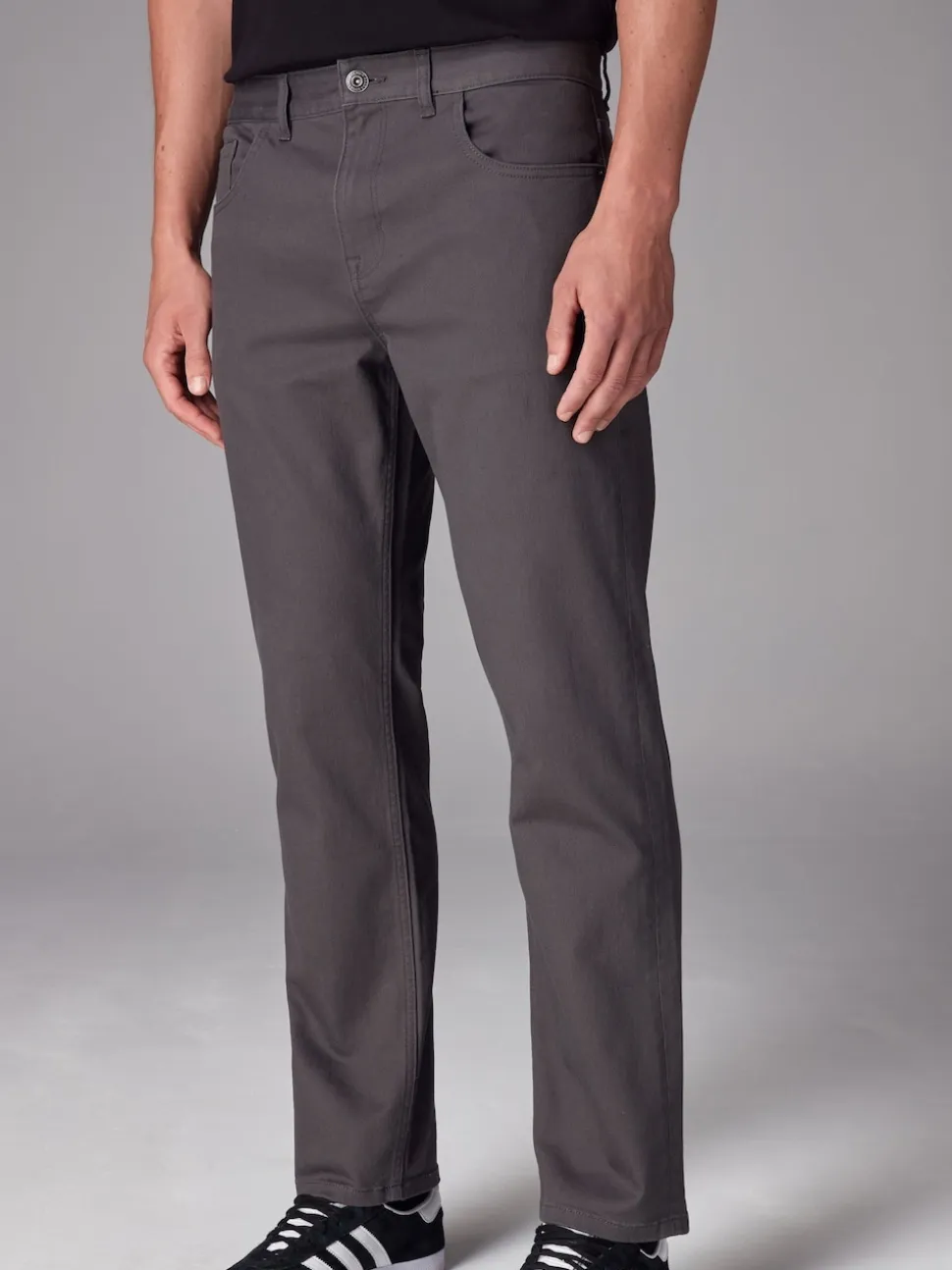 charbon de bois - Straight Fit Classic Jeans extensibles