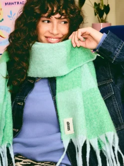 Écharpe Eleanor Bowmer à carreaux bleu et vert