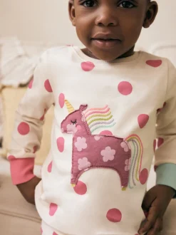Chat/ Licorne/ Fleur pastel - Lot de 3 pyjamas Snuggle à manches longues (9mois-12ans)