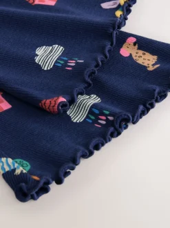 Chats et chiens bleu marine - Leggings évasés à côtes (3mths-7yrs)