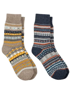 Chaussons chaussettes Totes Toasties Blend Fair Isle en laine pour homme
