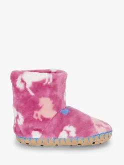 Chaussons Hatley Beautiful Horses en polaire duveteuse rose