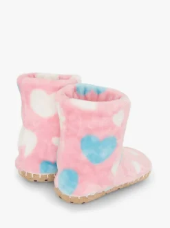Chaussons Hatley en polaire duveteuse à gros cœurs rose