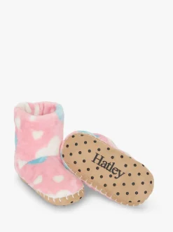 Chaussons Hatley en polaire duveteuse à gros cœurs rose