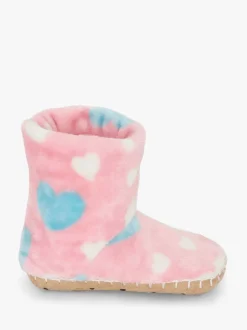 Chaussons Hatley en polaire duveteuse à gros cœurs rose
