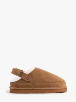 Chaussons Mule Just Sheepskin Quinn en peau de mouton à attacher à l'arrière marron