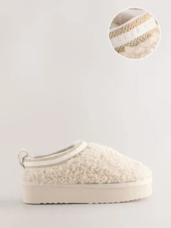 Chaussons mules Baker by Ted Baker Cream Borg douillets en peau de mouton