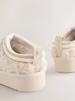 Chaussons mules Baker by Ted Baker Cream Borg douillets en peau de mouton