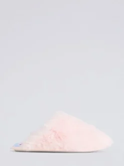 Chaussons mules Boux Avenue en peluche à semelle brodée de cerise