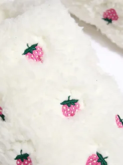 Chaussons mules brodés Boux Avenue à la fraise