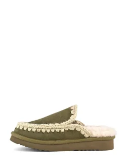 Chaussons mules Mou en daim Eskimo doublés en peau de mouton