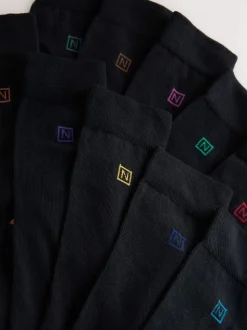 Chaussures à talons riches noires - Lot de 10 paires de chaussettes confortables rayées à semelle rembourrée