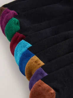 Chaussures à talons riches noires - Lot de 10 paires de chaussettes confortables rayées à semelle rembourrée